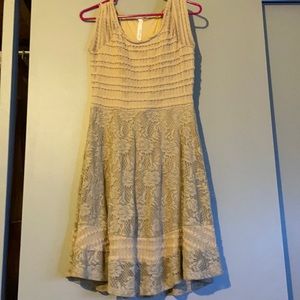 brown medium fit dress with floral leg pattern